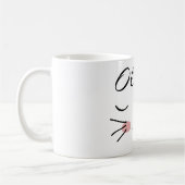 かわいいキャット顔スリーピー子猫名前をカスタムするマグ コーヒーマグカップ (左)