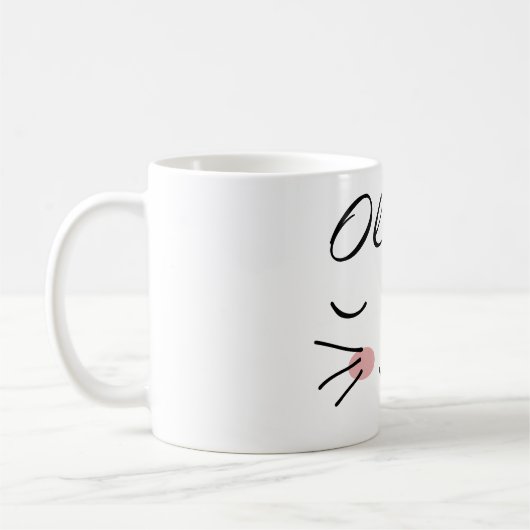 かわいいキャット顔スリーピー子猫名前をカスタムするマグ コーヒーマグカップ (左)
