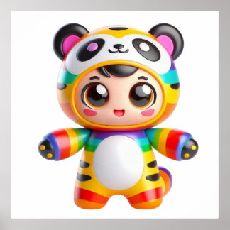 かわいいキャップ猫モンスターの壁アートポスター ポスター