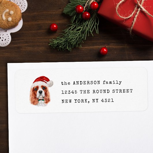 かわいいキャバリアスパニエル クリスマス犬 返信先住所ラベル ラベル