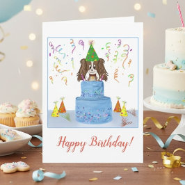かわいいキャバリア・キング・チャールズ・スパニエルの誕生日パーティー カード