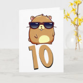 かわいいキャパカーラの子供用誕生日カード　年齢編集可能 カード (黄色い花)