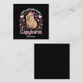 かわいいキャピバラを愛すおもしろいる少女 スクエア名刺 (正面/裏面)