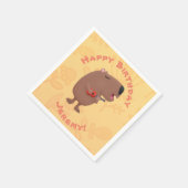 かわいいキャピバラパーソナライズされた誕生日アニメ スタンダードカクテルナプキン (角)