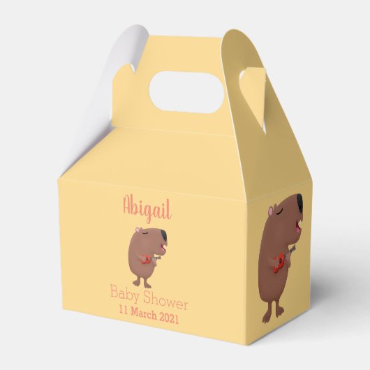 かわいいキャピバラパーソナライズされた誕生日 フェイバーボックス (裏面サイド)