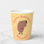かわいいキャピバラパーソナライズされた誕生日 紙コップ (裏面)
