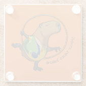 かわいいキャピバラ新体操フープアニメ ガラスコースター (裏面)