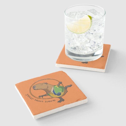 かわいいキャピバラ新体操競技フープ漫画 ストーンコースター (横)