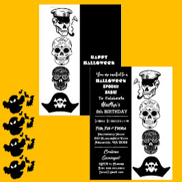 かわいいキャプテンパイレーツ不気味ハロウィーンバッシュ誕生日 招待状