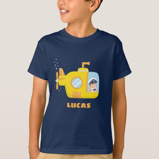 かわいいキャプテン潜水艦ボーイズTシャツ Tシャツ (正面)