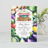 かわいいキャベツファーマーズマーケットベビーシャワー 招待状 (スタンド正面)