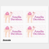 かわいいキャメルブックプレート名ピンクidラベルシール 長方形シール (シート)