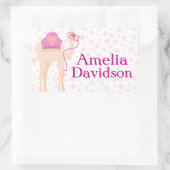 かわいいキャメルブックプレート名ピンクidラベルシール 長方形シール (バッグ)