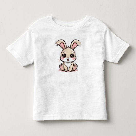 かわいいキャラクターうさぎ 座っている トドラーTシャツ (正面)
