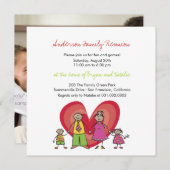 かわいいキャラクターが楽しい ハッピー ファミリー リユニオン パーティー ご招待 招待状 (正面/裏面)