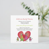 かわいいキャラクターが楽しい ハッピー ファミリー リユニオン パーティー ご招待 招待状 (スタンド正面)