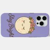 かわいいキャラクターのお花の冠をかぶった月ステッカー Case-Mate iPhoneケース (裏面 (横))