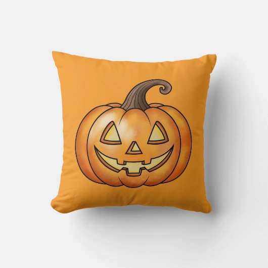 かわいいキャラクターのかぼちゃ ハロウィン オレンジ クッション (正面)