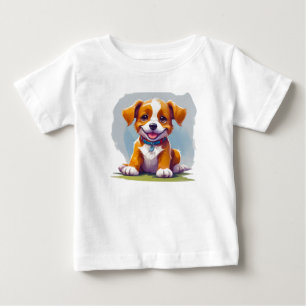 かわいいキャラクターのかわいい犬の普段着 ベビーTシャツ