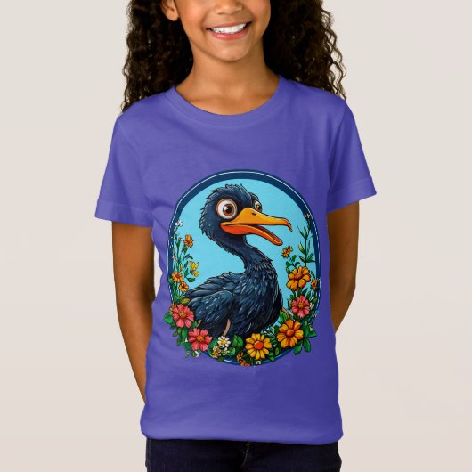 かわいいキャラクターのアヒル Tシャツ (正面)