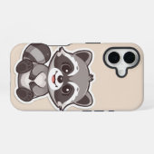 かわいいキャラクターのアライグマのスマホケース iPhone 16ケース (裏面横)