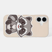 かわいいキャラクターのアライグマのスマホケース iPhone 16ケース (裏面横)
