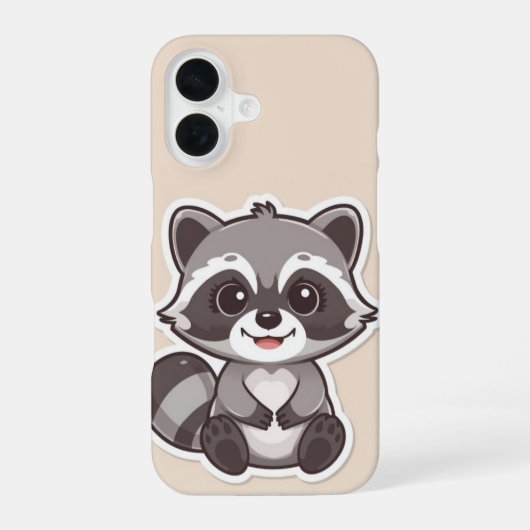 かわいいキャラクターのアライグマのスマホケース iPhone 16ケース (裏面)