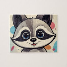 かわいいキャラクターのアライグマの家族ジグソーパズル