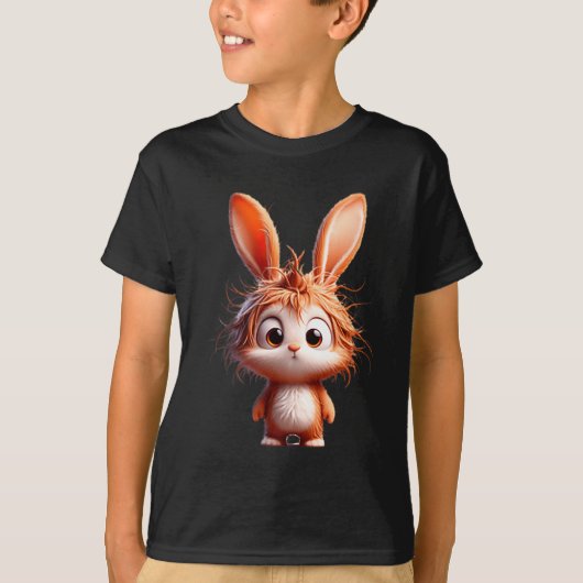 かわいいキャラクターのウサギの面白い表情 Tシャツ (正面)