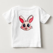 かわいいキャラクターのウサギの顔 大きな目 ベビーTシャツ (裏面)