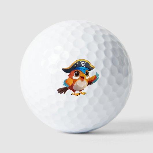 かわいいキャラクターのオウムの海賊 ゴルフボール (正面)
