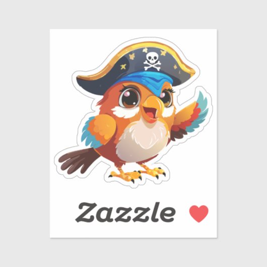 かわいいキャラクターのオウムの海賊 シール (シート)