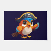 かわいいキャラクターのオウムの海賊 ドアマット (正面)