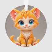 かわいいキャラクターのオレンジ色の子猫 オーナメント (裏面)