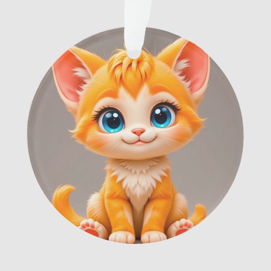 かわいいキャラクターのオレンジ色の子猫 オーナメント (正面)