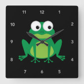 かわいいキャラクターのカエル スクエア壁時計 (正面)