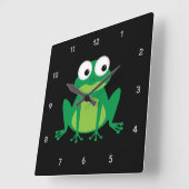 かわいいキャラクターのカエル スクエア壁時計 (傾斜)