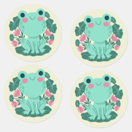 かわいいキャラクターのカエル ラベル