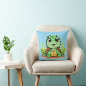 かわいいキャラクターのカメがにっこり笑っている クッション (椅子)