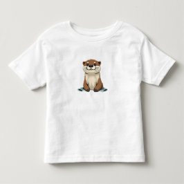 かわいいキャラクターのカワウソ トドラーTシャツ