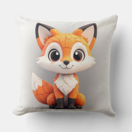 かわいいキャラクターのキツネ 3D おもちゃのマスコット 座って笑顔 クッション