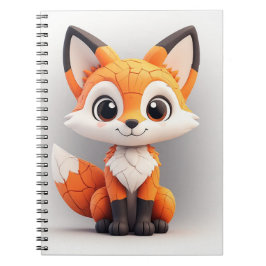 かわいいキャラクターのキツネ 3D おもちゃのマスコット 座って笑顔 ノートブック