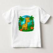 かわいいキャラクターのキリンと南国の風景 ベビーTシャツ (裏面)