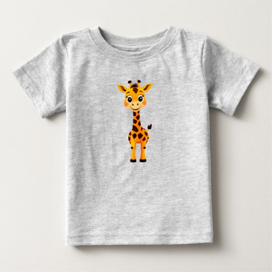 かわいいキャラクターのキリン ベビーTシャツ (正面)