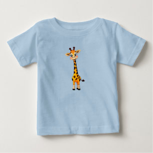 かわいいキャラクターのキリン ベビーTシャツ