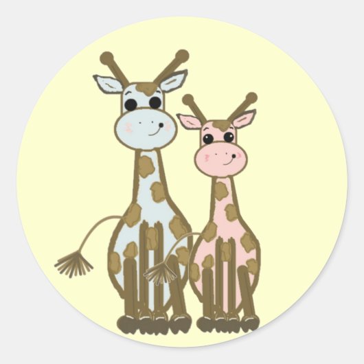かわいいキャラクターのキリン ラウンドシール (正面)