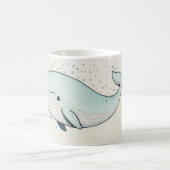 かわいいキャラクターのクジラのイラスト コーヒーマグカップ (中央)