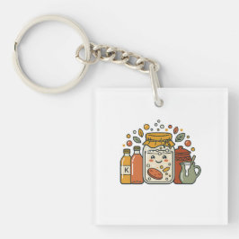 かわいいキャラクターのクッキージャーとホットソースのフーディーTシャツ キーホルダー