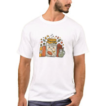 かわいいキャラクターのクッキージャーとホットソースのフーディーTシャツ