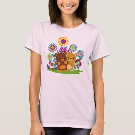 かわいいキャラクターのクマの庭 女性用Tシャツ Tシャツ (正面)